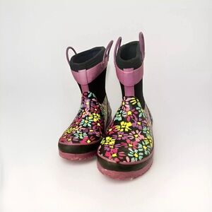 Western Chief Ridge Flora Rain Winter Boots Girls 2/3 US  Black Lined